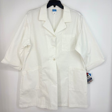 Vintage Crest Adult Size XL Lab Coat White Polyester Cotton Pockets Long Sleeves