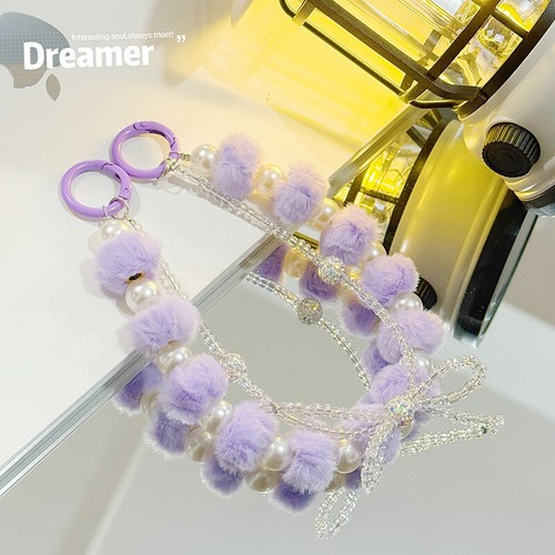 Double Chain Mobile Phone Strap Plush Phone Charm Rope Bag Pendant Keychain - Photo 19 sur 20
