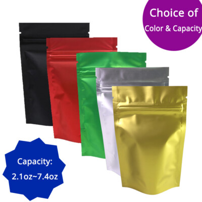 2.1oz ~ 7.4oz Matte Clear Front Color Back Mylar Stand Up Zipper Pouch O21