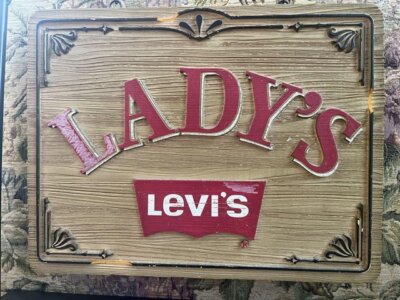Levi's Vintage Wood Banner Signboard Billboard H15.8×W15.8D3
