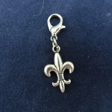 FLEUR DE LIS Charm Zipper Pull Keychain Add On Clip Dangle French France Paris