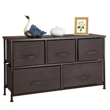 5 Drawers Extra Wide Dresser Storage Tower Chest Closets Bedroom Entryway Brown