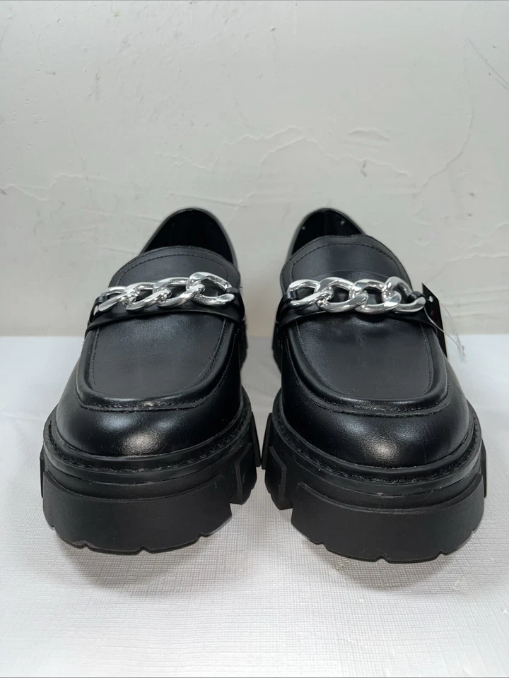 NOBO Shoes Womens 9 Lug Platform Chain Black Slip On Chunky Sole Vegan 90s Y2K - Image 2 of 4