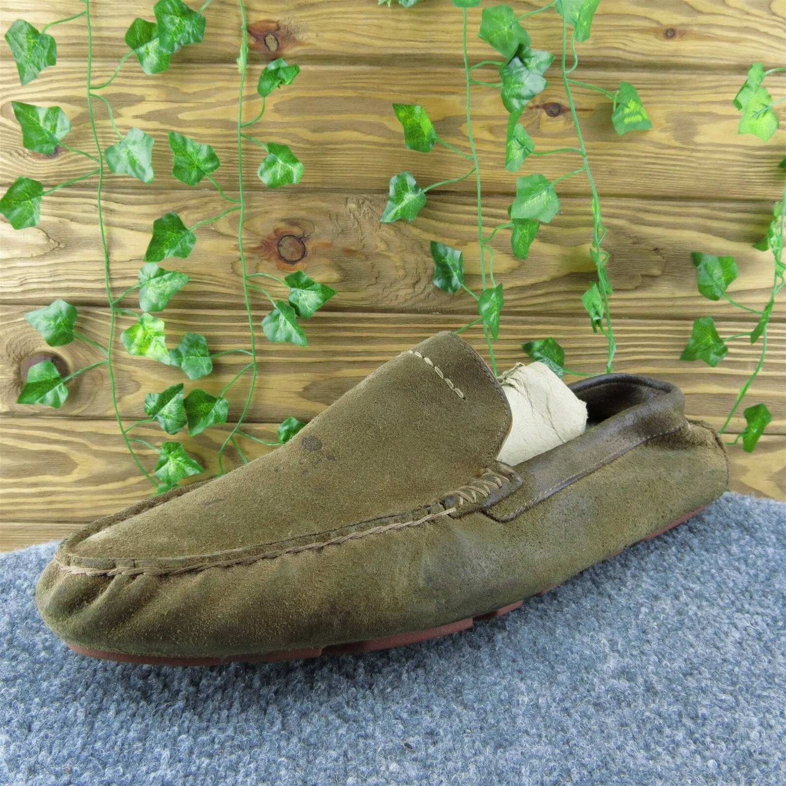 UGG Henrick Mocassino Uomo Guida Ciabatta Taglia 15 Marrone Medio Scamosciato Slip On