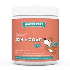 WONDER PAWS Skin & Coat Supplement Chews for Dogs with Salmon Oil
