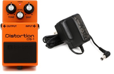 Boss DS-1 Distortion Pedal + Dunlop ECB-003 9V AC Adapter Value Bundle