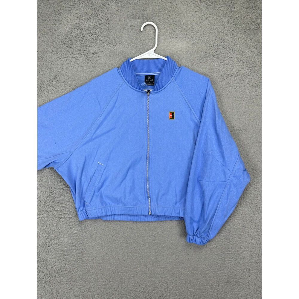 SACAI X NIKE Giacca Nike donna grande blu Dri Fit tennis crop misto nylon full zip activewear