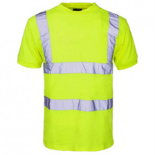 Image of Hi Vis T Shirt  Work Wear High Viz Polo Shirts Reflective Tape Safety Top New 2#