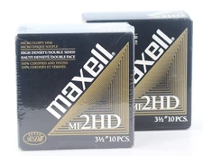 2 Packs Maxell MF2HD 3 1/2" 10 PCS Micro Floppy Disk, New Sealed 20 Total