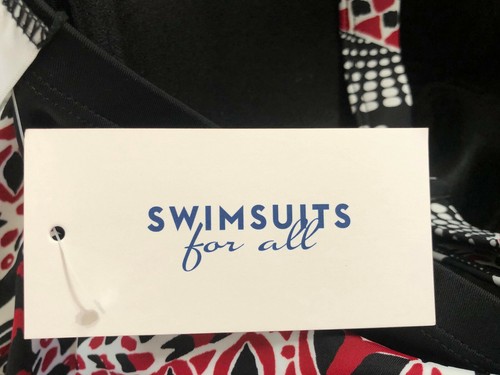 NWT Swimsuits For All 46DDD Tankini Swim Top Padded Bra Red Black Geometric - Picture 6 of 7
