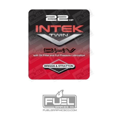 Briggs & Stratton 22 Horsepower Intek Lawnmower Engine Cover Premium Vinyl Decal
