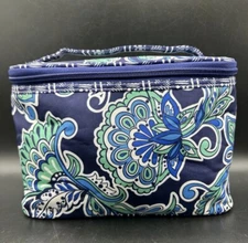 Modella Women’s Cosmetic Make Up Bag Blue Mandala Design Small Box Zipper Lunch