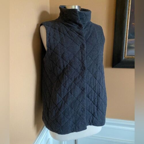 Eileen Fisher Gilet Trapuntato Tutto Cotone Grigio L - Foto 2 di 8