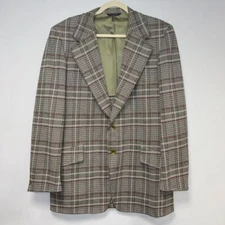 Vintage Curlee Men Suit Jacket Blazer NO SIZE (44) Green Plaid 70's