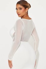 Fashion Nova Lola Mesh Corset Mini Dress - White - Large