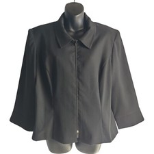 Vintage Fashion Bug Women's Black Shoulder Pads Blazer Jacket Size L