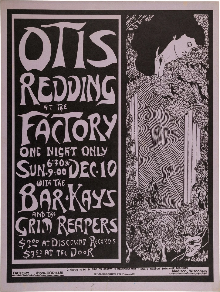 OTIS REDDING Bar-Kays GRIM REAPERS Concert Poster 1967 MADISON 10"x8" reprint