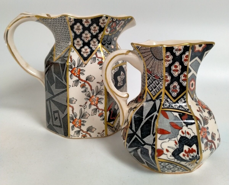 Vintage Mason's Ironstone Hand Painted Black /Grey Applique Octagonal