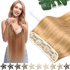 Wire In 100 Real Remy Human Hair Extensions One Piece Secret Fishline Blonde US