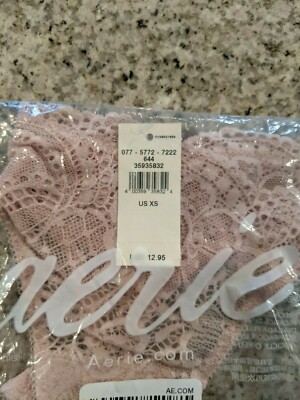 Aerie Slumber Party Lace High Cut Thong Underwear Liquid Crystal