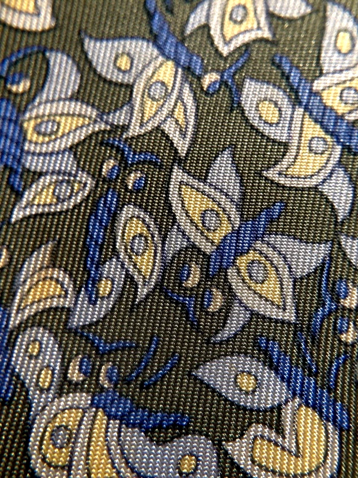 HERMES ВИНТАЖНЫЙ ЭКЗОТИЧЕСКИЙ БАБОЧКА ГАЛСТУК ЦВЕТОК ПРИРОДЫ ЖИВОТНЫХ ВЫСОКОГО КЛАССА ОЛИВКОВЫЙ ЗЕЛЕНЫЙ - Изображение 4 из 4