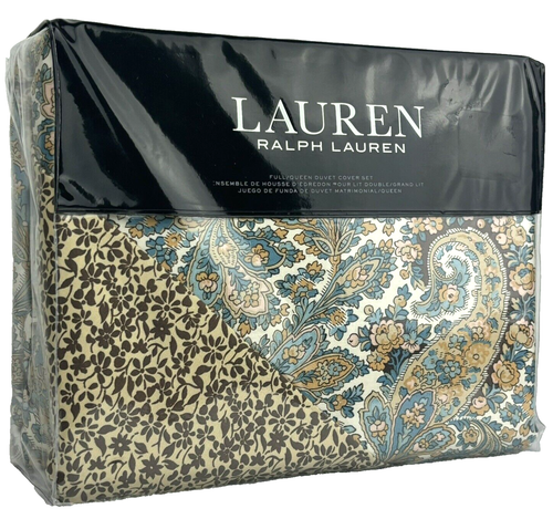Ralph Lauren QUEEN FULL Riley Paisley Duvet Cover Set Shams CLA TAN Multi Color - Picture 2 of 17