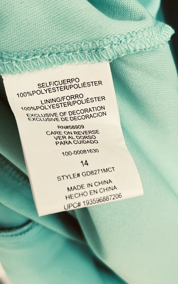 GB Vestido Niñas 14 Azul Verde Aqua Sin Mangas Volantes Cónico Verano Nuevo con Etiquetas $54 Foto 4 de 4