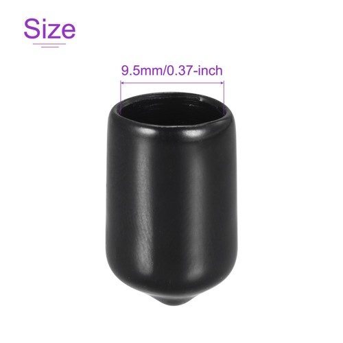 100 x 3/8" ID Black Screw Thread Protectors Rubber End Caps Bolt Covers - Picture 4 of 6