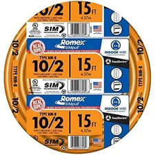 Southwire 28829026 10/2 Awg Romex Simpull 15' Nm-B Cable With Ground
