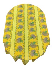 French Provencal Coated Cotton Tablecloth Lavender Bouquet Yellow France 59 X 79