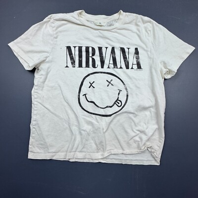 H&M Nirvana Band T-Shirt Men’s M Graphic Short Sleeve White Grunge
