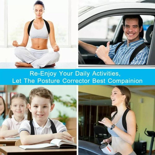 Posture Corrector Shoulder Support Belt Body Brace Belt Lumbar Adjustable Strap - Picture 16 of 20
