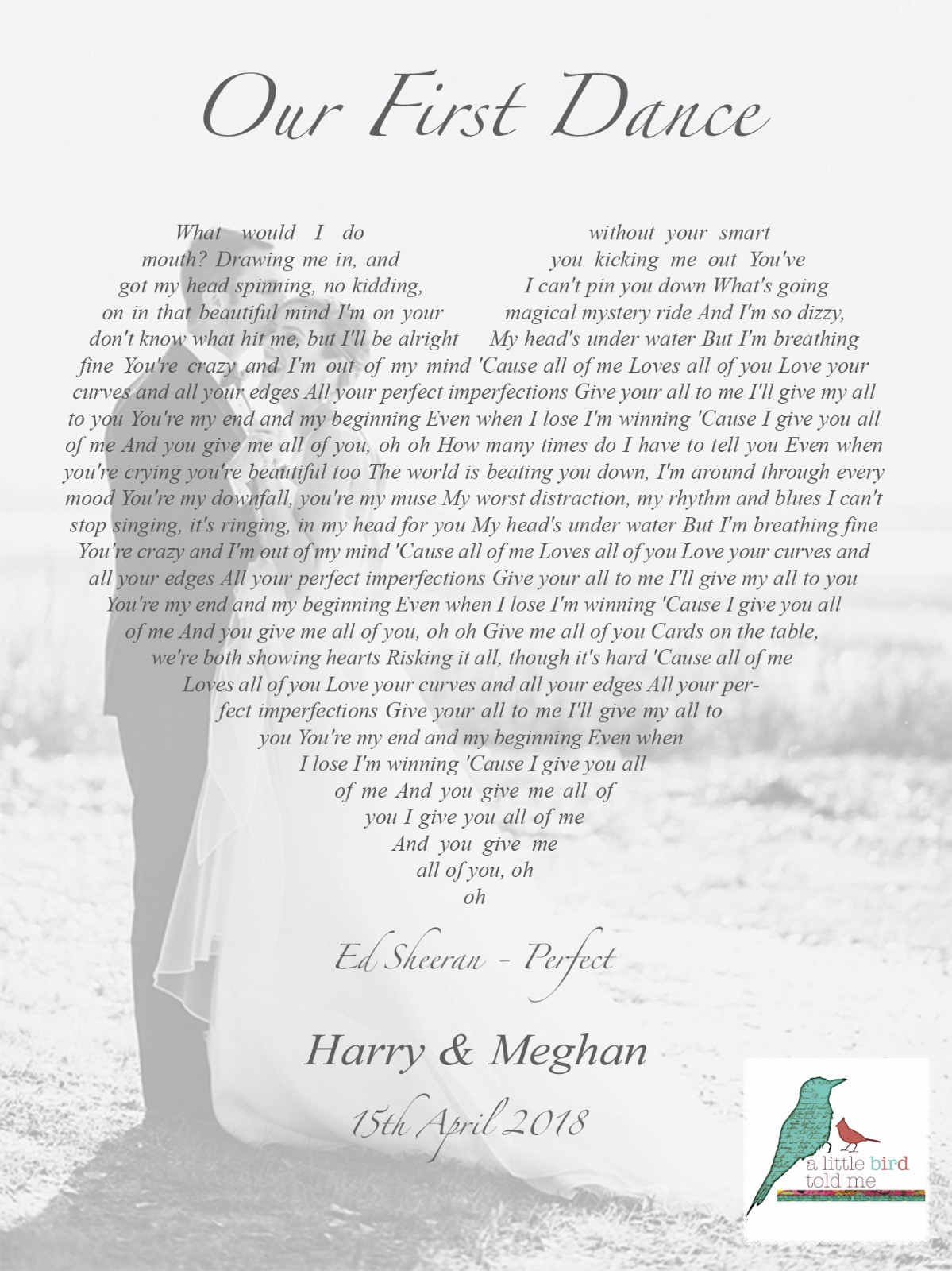 Personalised First Dance Wedding Song Lyrics Black Venue Bar Runner For Sale Online Ebay