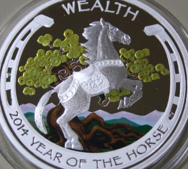 Tuvalu 2 x 1 Dollar 2014 Silber 2 oz Set F6665 Lunar Horse-Good Fortune Set - Bild 3 von 4