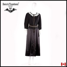 elegant clothing woman dress long luxury brand black collar wednesday addams