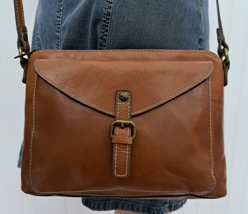 PATRICIA NASH AVELLINO Brown Italian Leather Crossbody Organizer Bag Purse