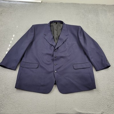 Gino Cappeli Blazer Mens 56R Performance Blue Pockets Suit Jacket Sport Coat