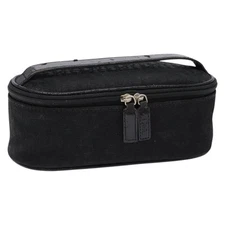 Christian Dior Trotter Canvas Vanity Pouch Black Silver Auth yk19248