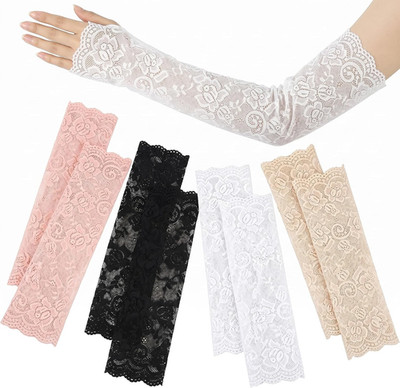 4 Stück Armstulpen Damen Aus Spitze,Lange Arm Sleeve,Spitzenärmel,Stulpen Arm Wa