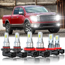 For Nissan Titan 2017-2019 6X Combo LED Headlight Hi/Lo Beam + Fog Light Bulbs