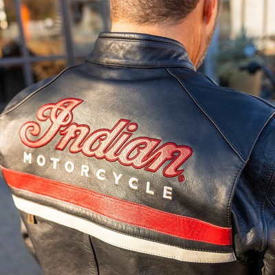 Schwarze Indian Freeway Leder Motorradjacke Distressed Biker Jacke Echtleder