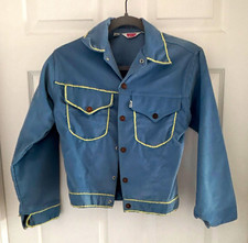 Levi's Kids/ XS women s Corduroy Jacket Size 14 Blue w/Yellow Trim Long Sleeve