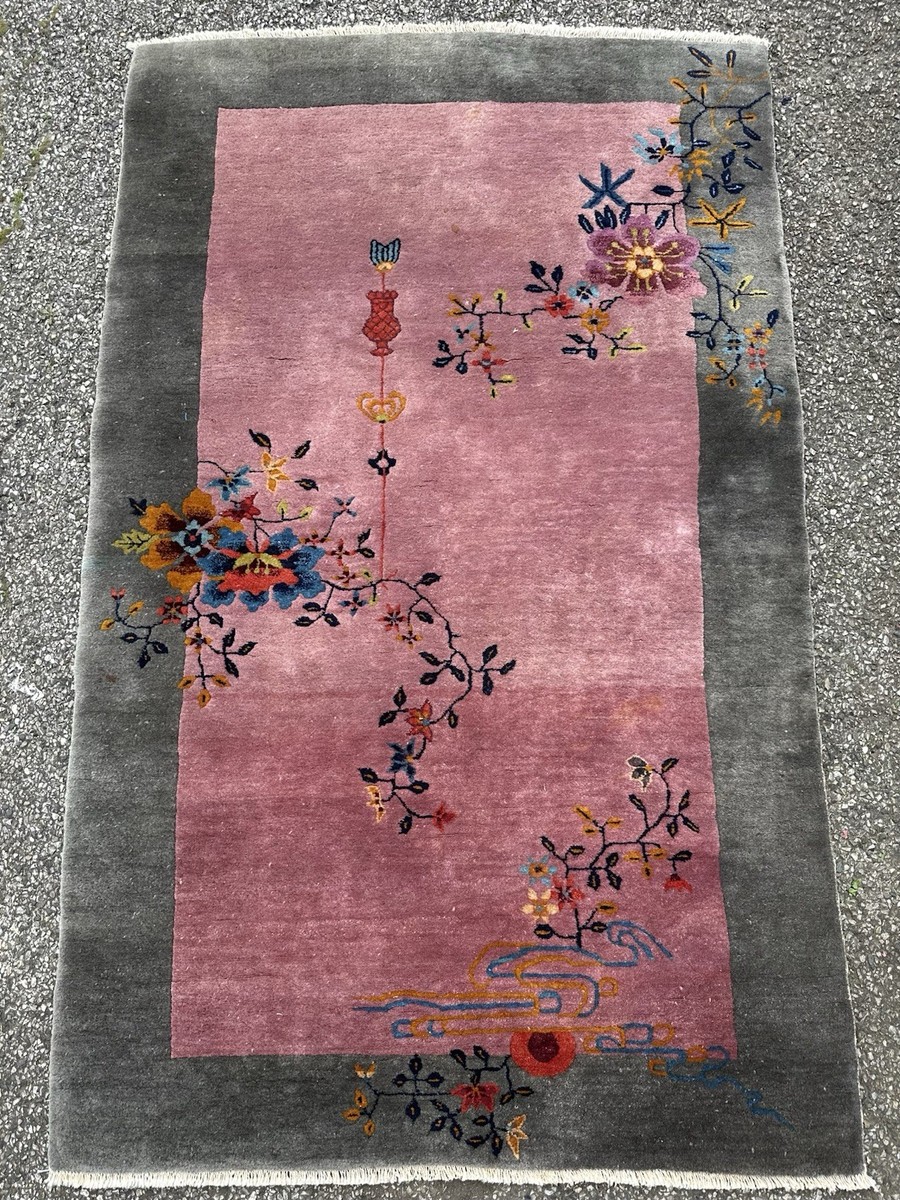 Ci 1920's ANTIQUE ART DECO CHINESE WALTER NICHOLS RUG 4.2x6.9 Ci 1920's ANTIQUE ART DECO CHINESE WALTER NICHOLS RUG 4.2x6.9