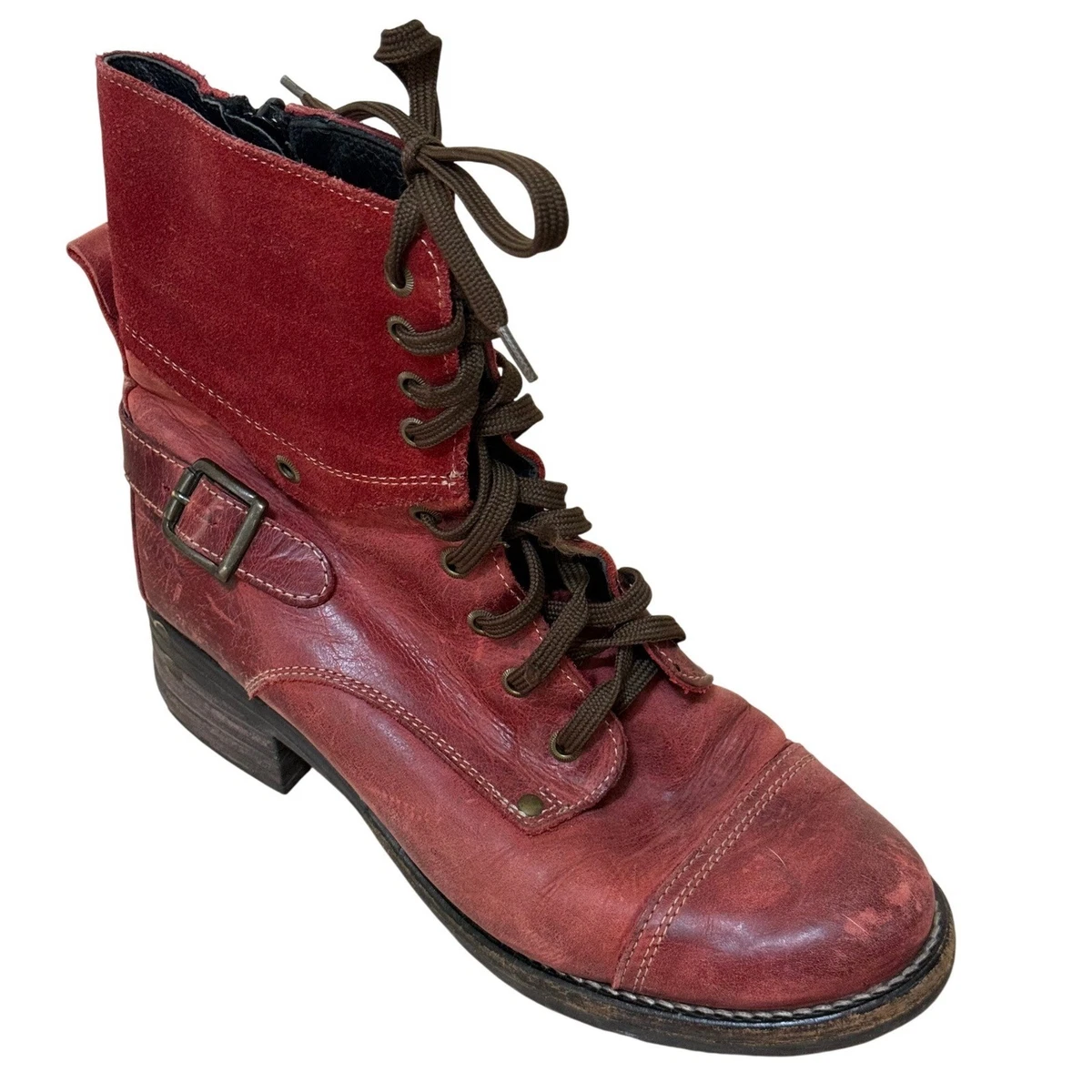 Round Toe Red Low (1-1.9 in) Heel Height Boots for Women for sale
