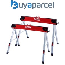 Excel Twin Pack 8502 Heavy Duty Steel Folding Saw Horse Easy Carry 1000kg Load