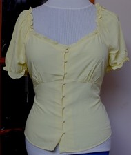 Warehouse Yellow Sweetheart Neck Top Size 16
