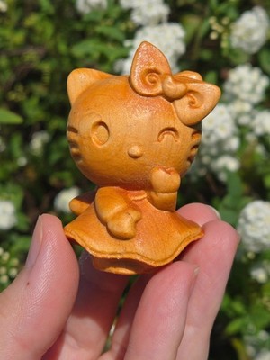 Adorable Sandalwood Hello Kitty in Cute Dress Hello Kitty Sanrio Figurine