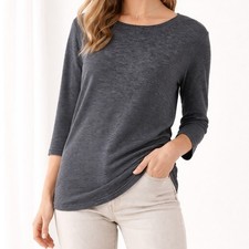 Wilfred Aritzia Ribbed Linen Blend Tunic Sweater Charcoal Gray Knit Sz S Capsule