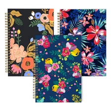 Lined Notebook Spiral, A5 Flower College Ruled Journals Bulk, 100GSM Thick Pa...