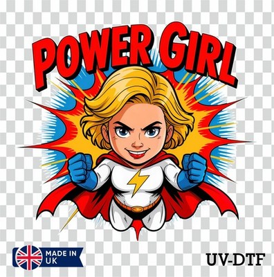Chibi Power Girl UV DTF Aufkleber - Glas Laptop Becher Tasse zg294